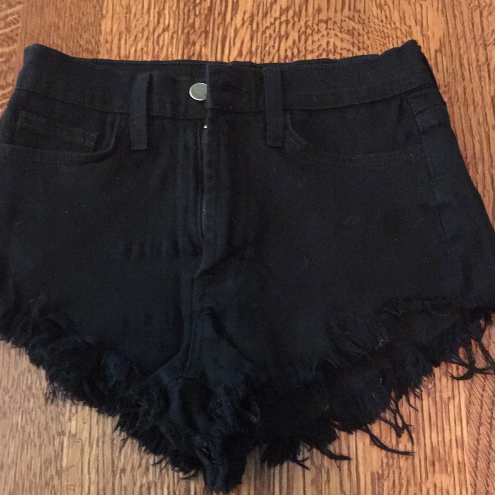 Black denim cut off shorts